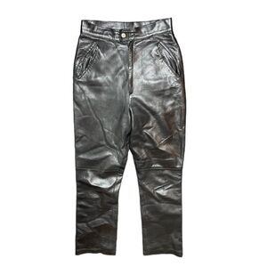 Belfe Vintage Black Leather Straight Leg Pants Size 6